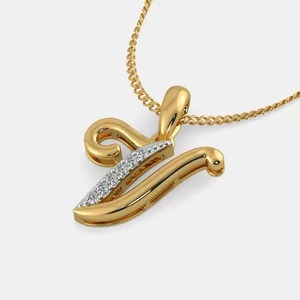 Pendentif moderne en or et diamants en forme de V pour femme, bijou léger et raffiné pour un usage quotidien et les occasions spéciales, au look élégant. - Product Image 5