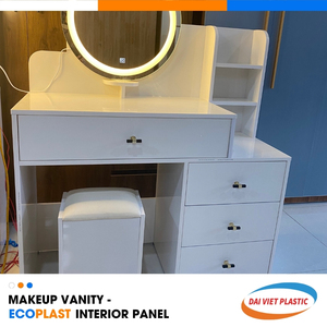 Vanidad de maquillaje blanco Panel interior de PVC Fábrica de fabricación de Vietnam para apartamentos Estilo minimalista - Product Image 1