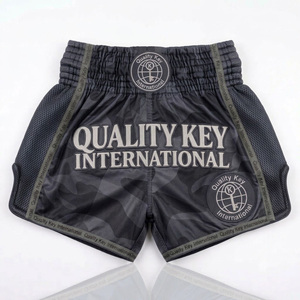 Shorts de Muay Thai et de boxe en tissu satiné premium brillant avec empiècements latéraux contrastés - Product Image 2