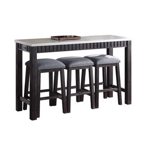 Set di 4 tavoli da bar Necalli con piano in marmo e finitura espresso anticato, mobili per sala da pranzo - Product Image 3