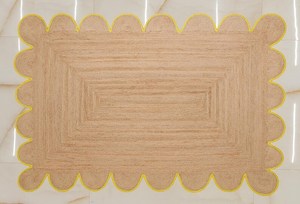 <b>Boho</b> Farmhouse Handmade Jute <b>Rug</b> Scalloped Border Braided Natural Area Carpet - Product Image 2