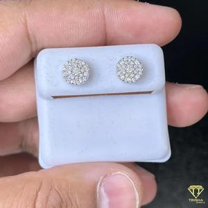 Pendientes de tuerca de diamante de racimo de moissanita de lujo Unisex, pendientes clásicos de plata de ley con tachuelas heladas, pendientes elegantes de Hip Hop ostentosos - Product Image 2