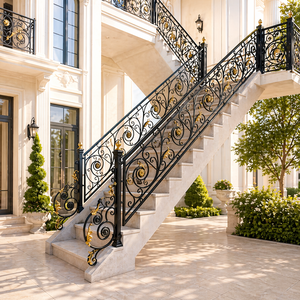 Rampe d'escalier élégante en fer forgé, main courante sur mesure, garde-corps de terrasse durable, design métallique robuste, anti-rouille, utilisation intérieure et extérieure - Product Image 1