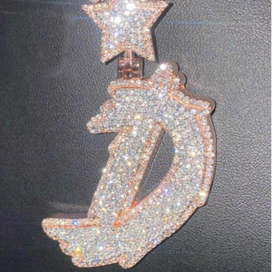 Pendentif Lettre Personnalisé Moissanite Iced Out VVS Taille Brillant Sertie Clos Charme Hip Hop en Argent 925 pour Fête - Product Image 4