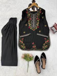 Nuevo Traje Salwar Farshi de TENNECY para Mujer, Diseño de Diseñador, para Fiestas, de Rayón Elástico, de Secado Rápido, Reversible, Sin Arrugas, con Bordado - Product Image 6