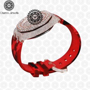 Montre de luxe Charm Jewells en acier inoxydable, cadran de 40 mm, bracelet en silicone de 20 mm, lunette sertie de diamants, chronographe, mouvement mécanique, date automatique - Product Image 6