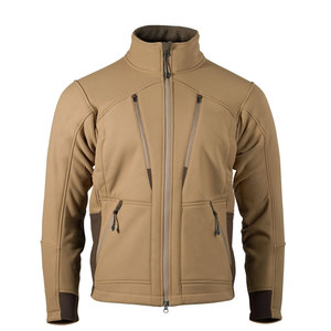 Men's Beige <b>Fleece</b> <b>Jacket</b> <b>With</b> Zipper Closure Stand Collar Casual Style Autumn Wear Windproof Sherpa <b>Lining</b> Polyester Shell - Product Image 1