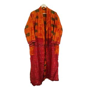 A2ZCraftBazar Artisan 100% Soie Kimono Peignoir Col en V Femme Manches Longues Longueur Entière Fermeture à Cordon Séchage Rapide - Product Image 1