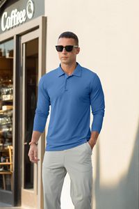 Polo de Golf de Manga Larga para Hombre, Corte Ajustado Informal, Transpirable, de Secado Rápido, Tela Suave, Cuello Clásico, Botones en la Parte Superior, para Uso Diario - Product Image 4