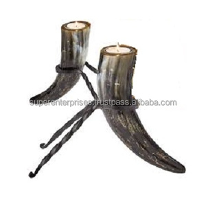 Vela hecha a mano, soporte votivo, diseño de cuerno, vela elegante de diseñador niquelada para centro de mesa, portavelas de estilo indio - Product Image 3