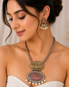 Conjunto de Joyería de Dos Tonos para Mujer, con Zirconia, Aleación de Zinc, Chapado en Oro Antiguo, Estilo Bohemio, para Compromiso, Boda, Collar y Aretes - Product Image 5