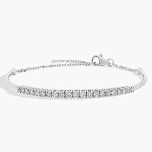 กำไลข้อมือแบบโซ่ครึ่งวงกลมทองคำ 14K ประดับเพชรเพาะเลี้ยงทรงกลม - Product Image 6