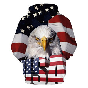 Sweat-shirt à capuche drapeau américain, imprimé aigle, pull-over patriotique, motif drapeau USA, décontracté, manches longues, hiver - Product Image 2