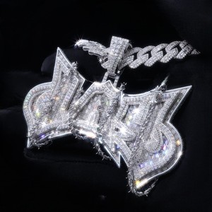 Pendentif Rapper Personnalisé en Argent 925 de Haute Qualité avec Moissanite, Collier Hip Hop Tendance Unisexe, Plaqué Rhodium/Argent - Product Image 5