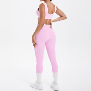 Conjuntos Deportivos para Mujer, Transpirables, de Spandex/Nailon, Bra y Leggings para Yoga, Ejercicio y Fitness, Colores Contrastantes, Diseño Cruzado - Product Image 4