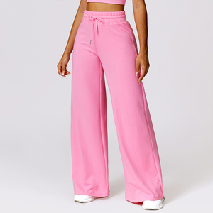 High Waist <b>Women's</b> Yoga <b>Stretch</b> Wide Leg Pants Solid Color Workout Legging <b>Trousers</b> - Product Image 2