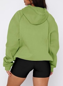 Sudadera con Capucha Verde Extra Grande, Color Sólido, Manga Larga, Forro Polar, Unisex, Ropa de Invierno, Diseño con Bolsillos, Transpirable, Ecológica - Product Image 2