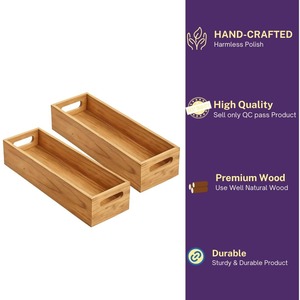 Plateaux de rangement en bois rectangulaires, design minimaliste, polis, empilables, compatibles lave-vaisselle, multifonctionnels, organisation de la cuisine, lot de 1 - Product Image 5