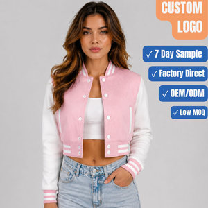 Veste Courte Personnalisée Femme OEM Marque Privée Mélange de Laine Blouson Baseball Faible MOQ Vente Directe Usine - Product Image 1