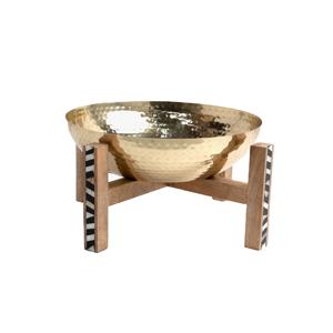 Design martelé maison hôtel décor de table support de serveur de gâteau vente chaude bol en métal de finition brillante avec support en nacre - Product Image 1