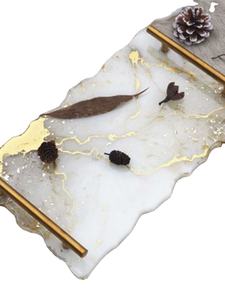 Utensilios de cocina para el hogar, botes de borde decorativo de lujo personalizados de Metal y mármol, bloques de borde dorado de mármol de lujo, diseño creativo - Product Image 2