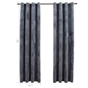 Cortinas Opacas de Terciopelo Antracita de 54"x95" con Anillas, Juego de 2 Piezas - Product Image 5