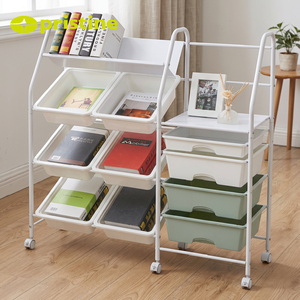 Multifunctional 6-Layer Storage Cart with Plastic Bins <b>Rolling</b> Organizer for Toys and Sundries Minimalist Design - Product Image 3