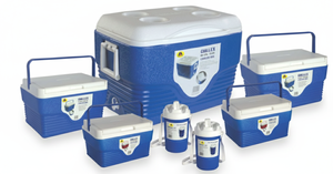 Juego de 5 Cajas Refrigeradoras Aisladas de Plástico, Color Azul y Blanco, Clásicas, Rectangulares, para Exteriores, Camping, Aptas para Hielo Seco, 1L/5L/10L/32L/66L - Product Image 3