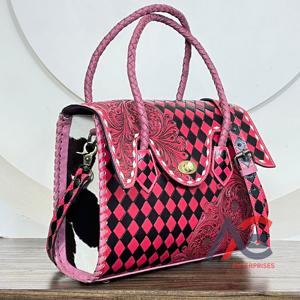 Sac à bandoulière de luxe 2026 en cuir véritable de vachette, style occidental, motif à carreaux, fait main, nouveau sac fourre-tout pour femme - Product Image 1