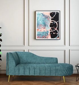 Chaise longue moderne en velours avec design capitonné et pieds effilés pour le mobilier de salon - Product Image 1