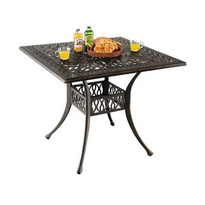 Tavolo Quadrato da Esterno in Alluminio con Foro per Ombrellone 35,4 Pollici - Product Image 1
