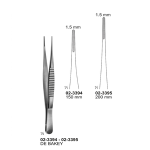 Pinzas DeBakey Atraumáticas de 1.5 mm, 150 mm |   Instrumento Quirúrgico de Acero Inoxidable de Primera Calidad, Clase I - Product Image 1
