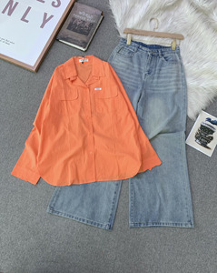 Chemise en popeline de coton à manches longues pour femme SUBICI TD2T2N, avec double poche à rabat, coupe ample décontractée, avec étiquette SUBICI - Product Image 6