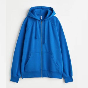 Custom Full-Face Zipper <b>Hoodie</b> Oversized Regular Fit Solid Color Casual Fleece <b>Hoodie</b> with Pockets Autumn Wear - Product Image 6