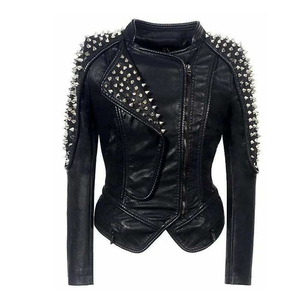 Veste en cuir pour femmes, style clouté, vente en gros, nouvelle mode, style féminin, prix de gros, sur mesure - Product Image 6