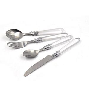 Ensemble de couverts en acier inoxydable avec manche effet bois |   Ensemble de couverts et de couverts à manches imitation bois, 4 pièces - Product Image 3