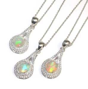 Ethiopian Fire Opal Pendant Sterling Silver Teardrop Necklace Handmade Natural Gemstone Jewelry For Women - Product Image 4