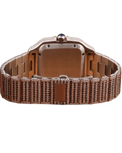 Montre pour homme Hip Hop Iced Out avec boîtier en diamant rond, mouvement à quartz, Moissanite VVS, acier inoxydable, cadran romain rouge, personnalisée - Product Image 4