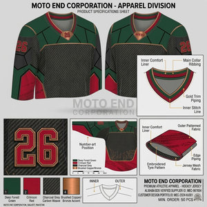 Camiseta de Hockey sobre Hielo con Bandera, Manga Corta, de Poliéster Transpirable de Secado Rápido, para Entrenamiento, Partido, Venta al por Mayor, Pedidos de Equipo - Product Image 4