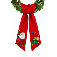 Couronne de Noël rouge avec nœud et broderie Père Noël, guirlande décorative faite à la main, style classique, saison de Noël, autres accessoires de mode