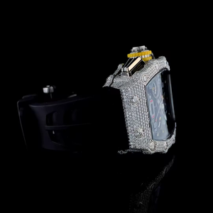 Reloj de Pulsera de Moda Premium con Esfera Redonda de Moissanita y Cristal, Movimiento de Cuarzo, Unisex, Ajuste Cómodo para Negocios y Festivales - Product Image 3