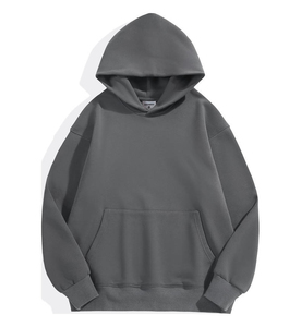 Men's <b>Black</b> Oversized Hooded <b>Sweatshirt</b> Solid Color 100% CottonCasual Pullover with Front Pocket - Product Image 5