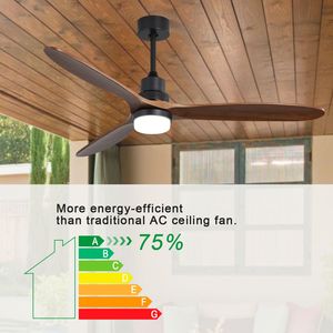 Ventilatore da Soffitto LED da 60 Pollici con Luci, 3 Pale in Legno Massello, Motore Silenzioso Reversibile, Telecomando - Product Image 4