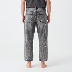 Jeans baggy délavés tendance pour garçons, pantalon en denim ample à jambes larges, style streetwear vintage usé - Product Image 6