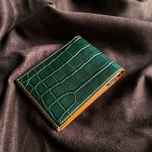 Porte-cartes pour homme en cuir véritable, portefeuille professionnel avec compartiment à monnaie, 11,5x8cm, logo personnalisé, portefeuilles à double pli, conception OEM/ODM prise en charge - Product Image 3