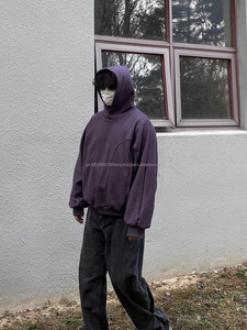 Vente en gros 300 Gsm polaire 100% coton sweat à capuche surdimensionné hommes vierge masque zippé sweats à capuche en masque facial - Product Image 3