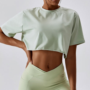 T-shirt 100% coton de haute qualité pour femme, manches courtes, coupe courte, épaules tombantes, style ample et baggy. - Product Image 3