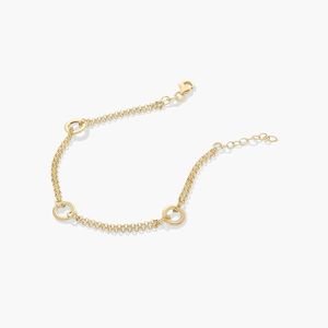 Pulsera Golden Hour de Dos Hilos con Eslabones Circulares en Oro Amarillo - Product Image 3