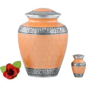 "Elegant Black Metal Cremation Urn for Human Ashes - Handcrafted Memorial Jar with Abstract Silver Floral Engravings - Product Image 4