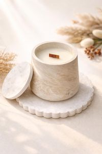 Premium Marble Candle Wax Jar Container For Handmade Candle Production And Luxury Home Decoration Purpose - Product Image 2